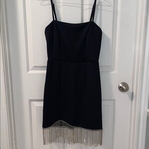 Francesca's Collections Black Mini Dress with Fringe